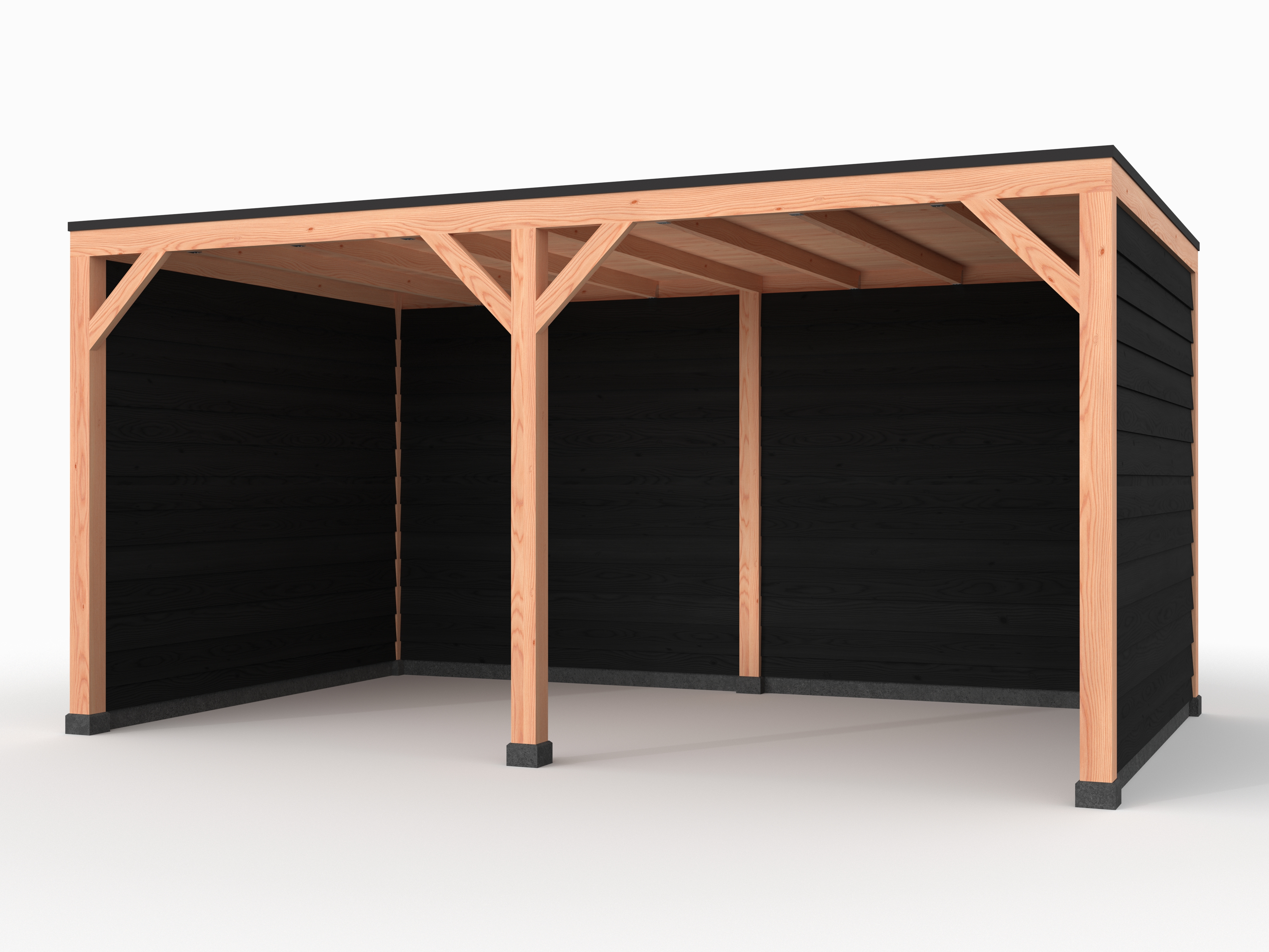 Douglas overkapping, 500 x 300, met zwarte achterwand en twee zijwanden, Westwood Solo - Afbeelding 1